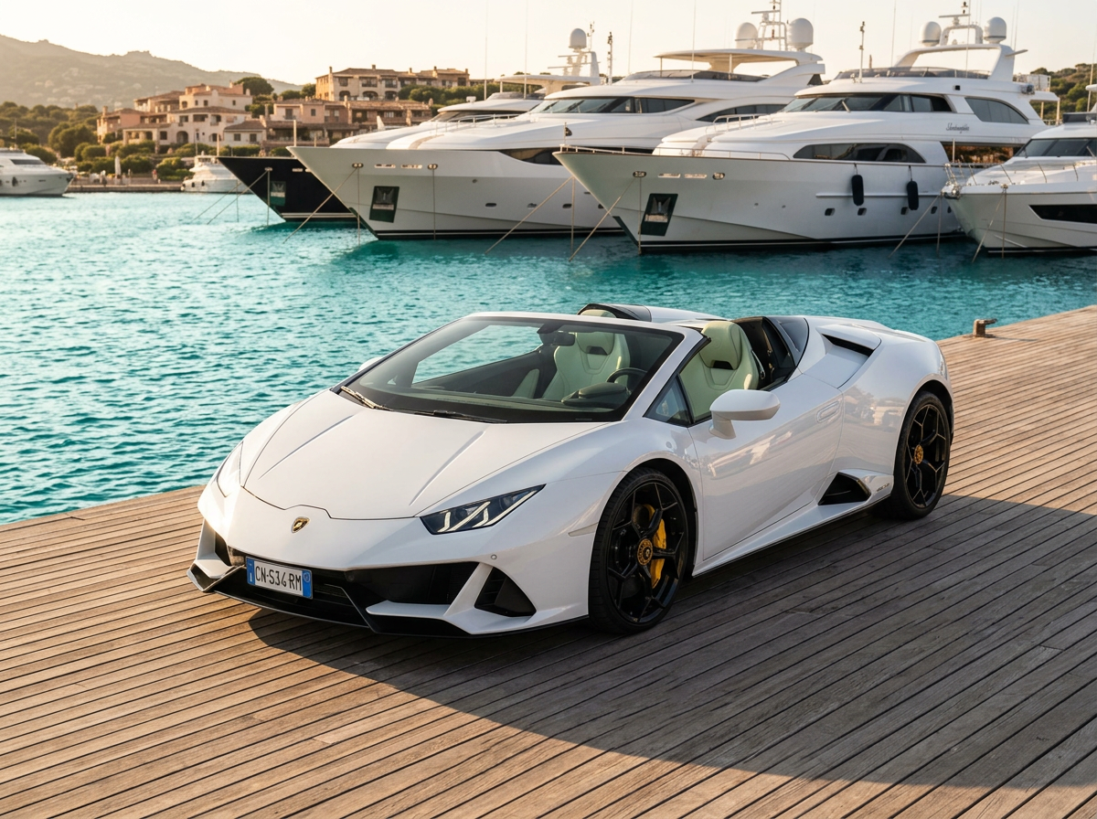 Lamborghini Huracán Evo Spyder consegnata alla Marina di Porto Cervo da Rial Rent