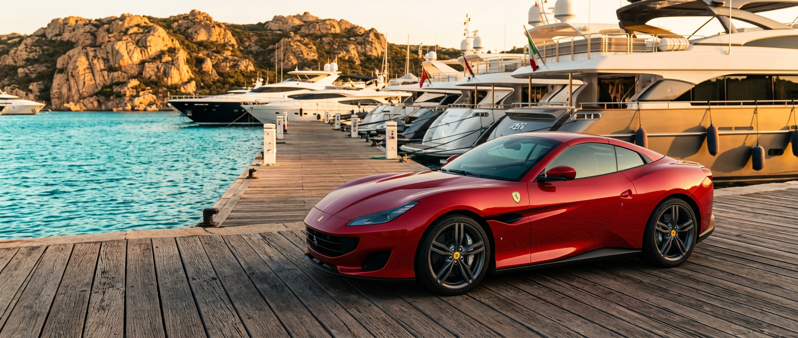 Ferrari Portofino consegnata alla Marina di Porto Cervo da Rial Rent