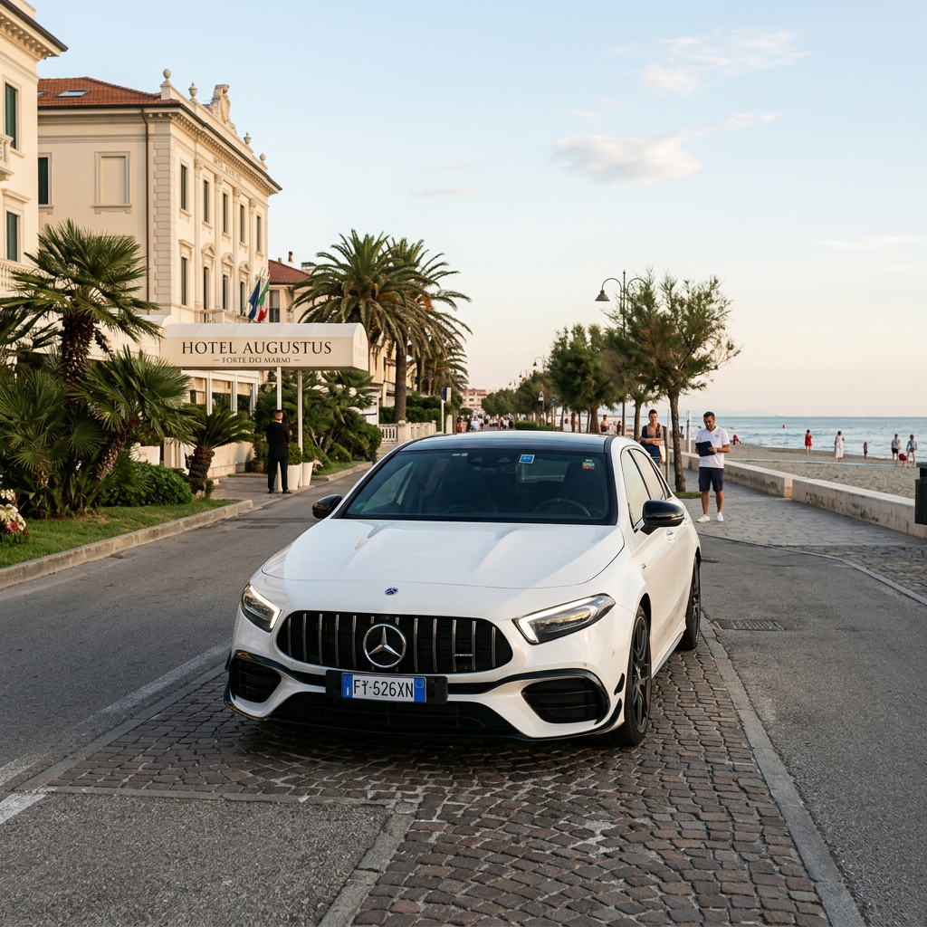 Mercedes-AMG A45 S consegnata all'Hotel Augustus di Forte dei Marmi da Rial Rent