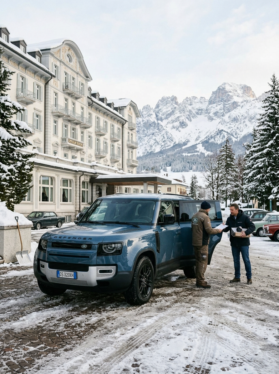Land Rover Defender 110 consegnata al Cristallo Resort di Cortina d'Ampezzo da Rial Rent