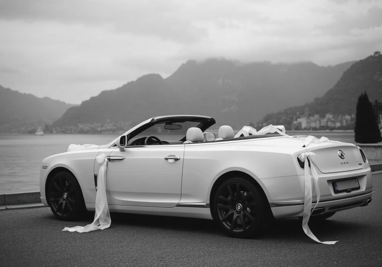 Matrimonio sul Lago di Como: l'auto degli sposi